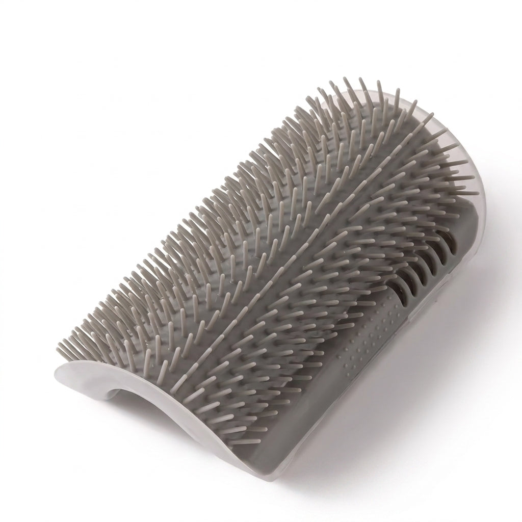 Brosse de toilettage murale MiaouLab grise, picots en silicone souple