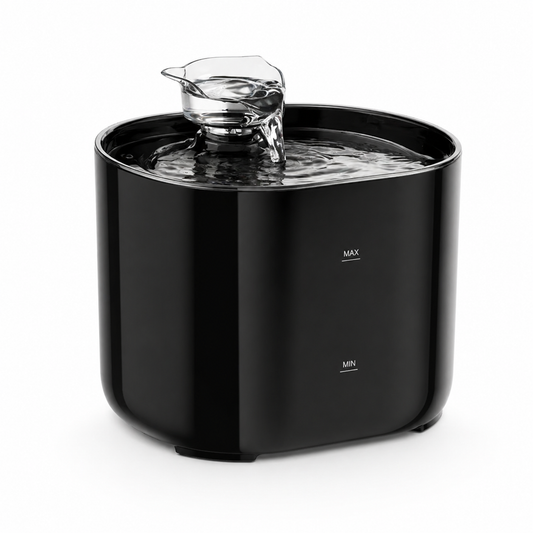 Fontaine à eau pour chat MiaouLab 2 litres, noire, avec son bec verseur transparent