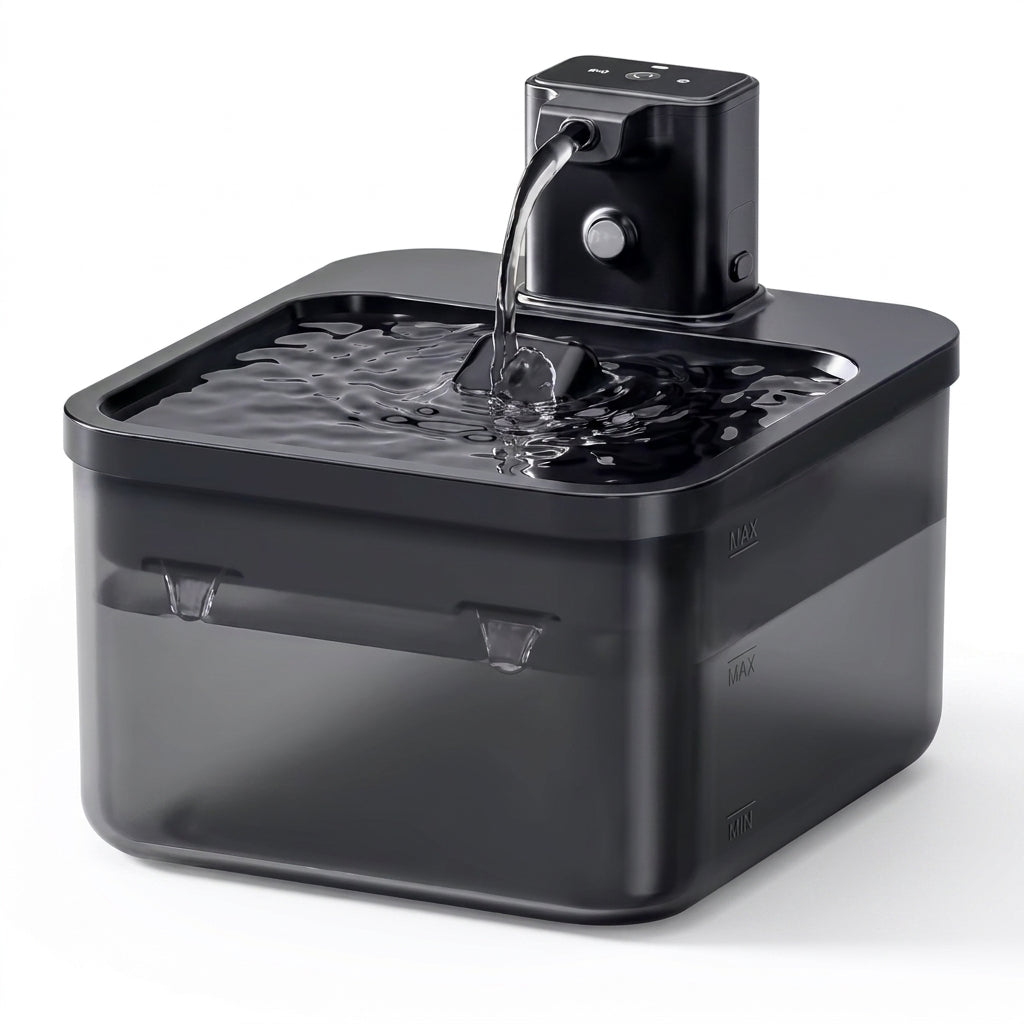 Fontaine à eau MiaouLab pour chat, plateau en acier inoxydable et réservoir transparent de 2,5 litres