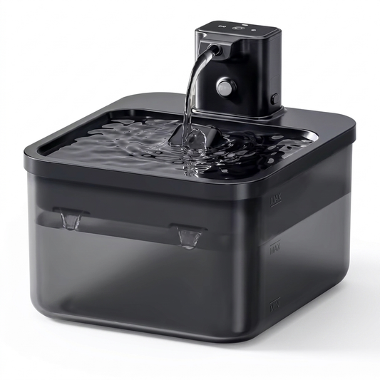 Fontaine à eau MiaouLab pour chat, plateau en acier inoxydable et réservoir transparent de 2,5 litres