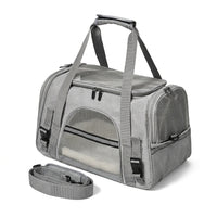 Sac de transport pour chat MiaouLab gris, panneaux en mesh sur les quatre côtés